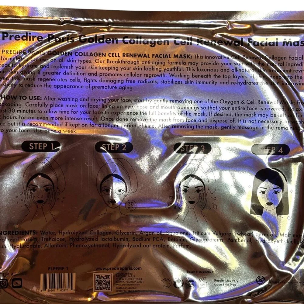Predire Paris Golden Collagen Cell Renewal Facial Mask 1 Mask New‎ Sealed